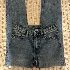 H&M Pants Womens 4 Blue Mid Rise Straight Leg 5 Pocket Design Casual Jeans